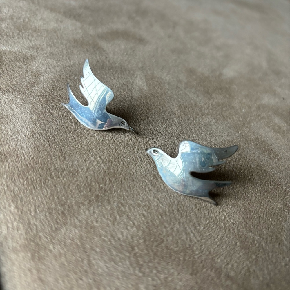 Vintage Sterling Silver Bird Earrings